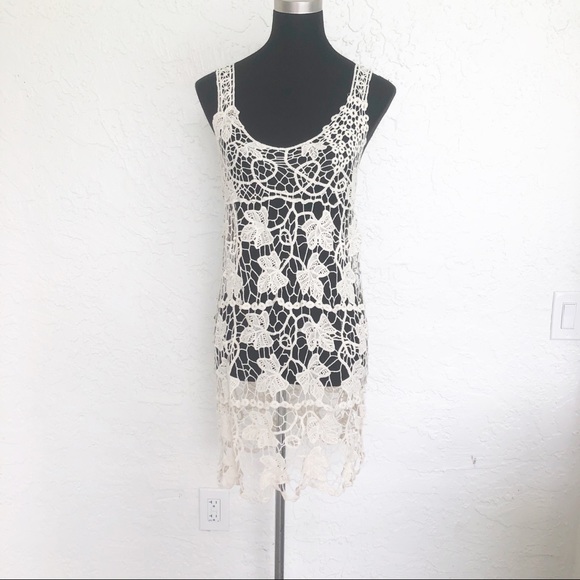 Other - Ivory Cream Knit Crochet Lace Swim Beach Coverup
